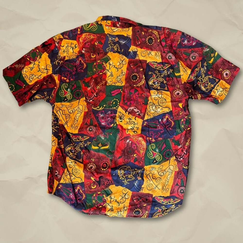 Vintage Banana Republic Abstract Multi-Color Short Sleeve Button Up Shirt, Size - Picture 5 of 6